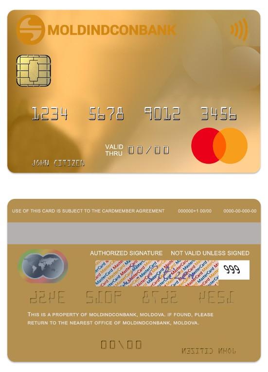 Moldova MoldindconBank gold credit mastercard